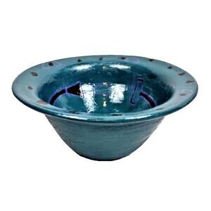 Handmade Studio Pottery Ceramic Stoneware Bowl Glazed Blue Green Purple Electric
